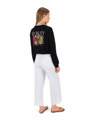 Hurley Discount | Floreal Long Sleeve Crop T-Shirt - BLACK