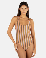 Hurley On Sale | Sunset Shine Stripe Moderate Crossback One Piece - Sunrise Pink