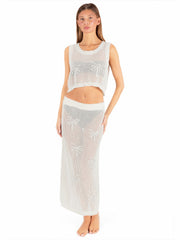 Hurley Onsale | Embroidered Crochet Skirt - Egret