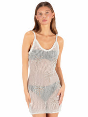 Hurley Discount | Embroidered Crochet Mini Dress - Egret