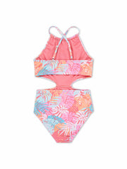 Hurley | Girls' Halter Monokini - Sunset Coral/ Multi