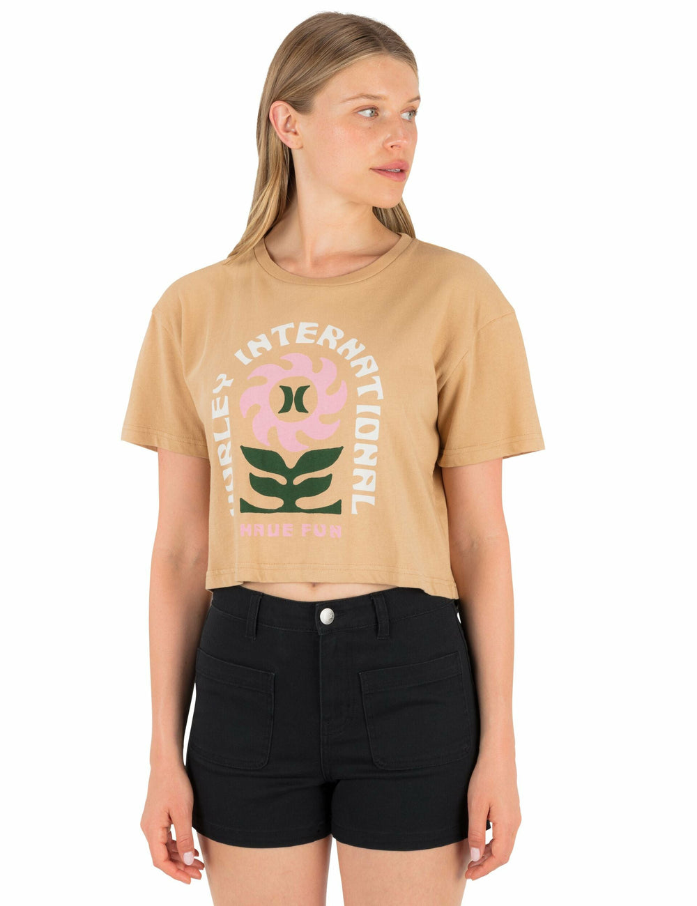 Hurley For Sale | Blossom Boxy Crop Tee - Tan
