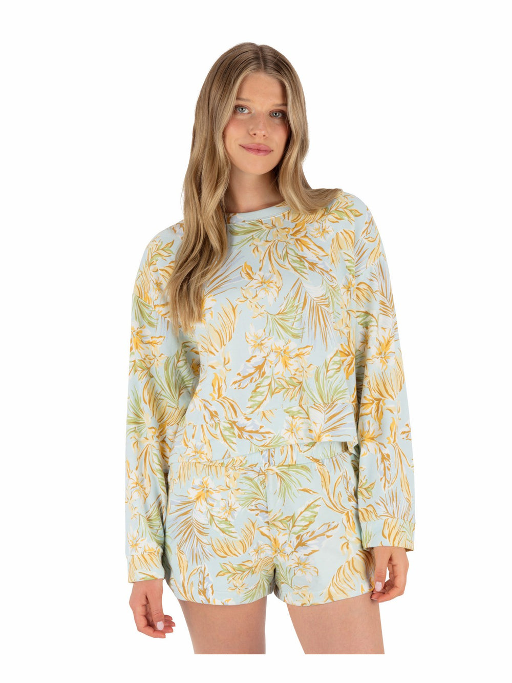 Hurley Discount | Fall Palms Boxy Crew - STARLIGHT BLUE