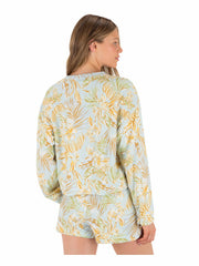 Hurley Discount | Fall Palms Boxy Crew - STARLIGHT BLUE