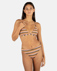 Hurley Discount | Sunset Shine Stripe Mid Rise Cheeky Bottom - Sunrise Pink
