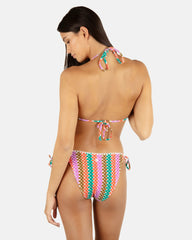 Hurley Discount | Printed Stripe Crochet Scrunch Cheeky Tie Side Bottom - Orchid