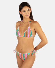 Hurley Discount | Printed Stripe Crochet Scrunch Cheeky Tie Side Bottom - Orchid