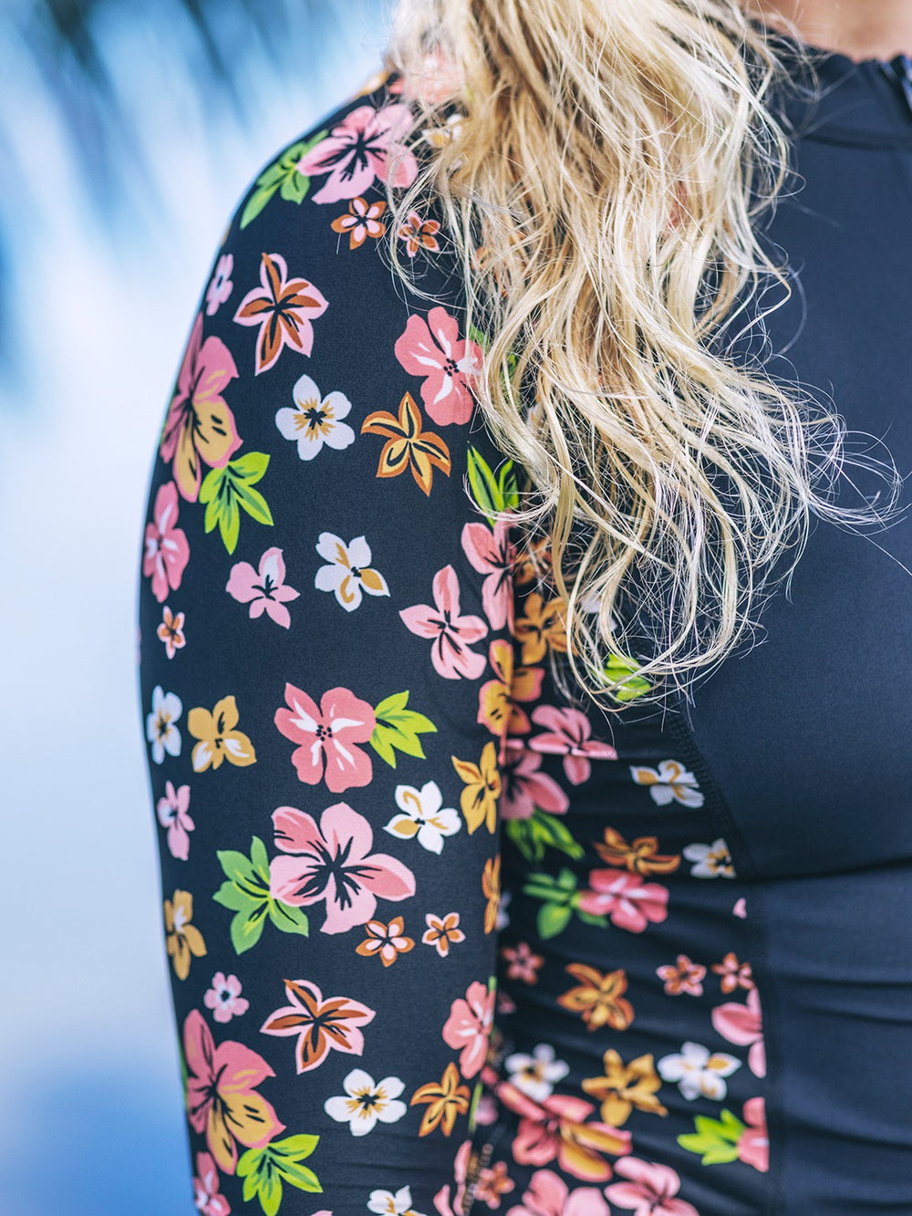 Hurley On Sale | Hibiscus Dream Long Sleeve Front Zip Rashguard - Black Floral