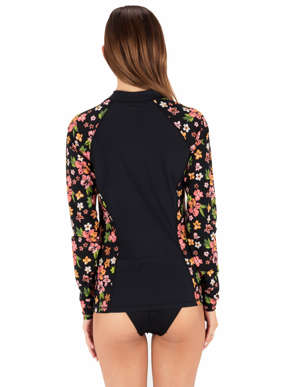 Hurley On Sale | Hibiscus Dream Long Sleeve Front Zip Rashguard - Black Floral