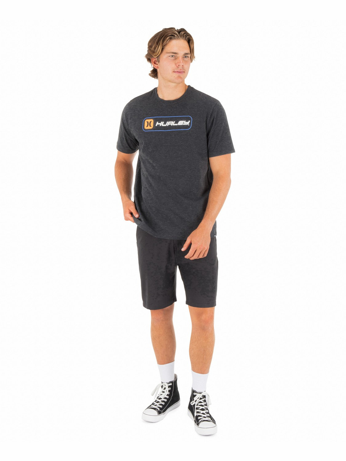 Hurley Discount | Inlined Slub Short Sleeve - Black Heather