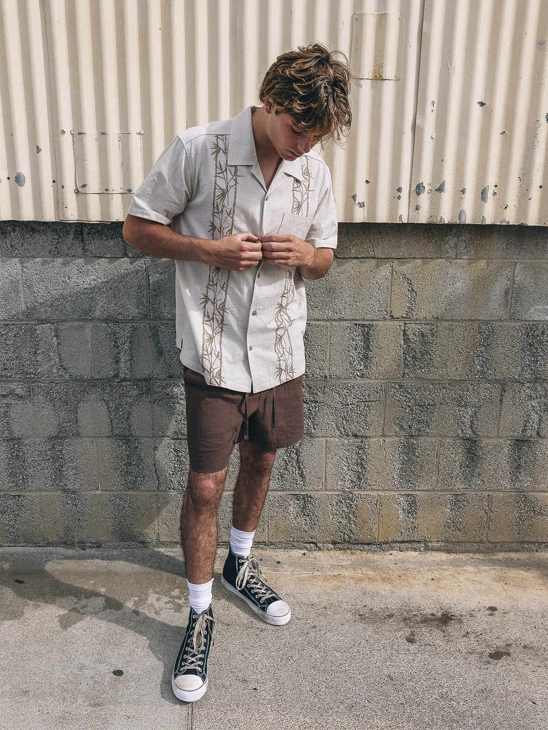 Hurley Discount | Sano Camp Embroidered Short Sleeve - Bone