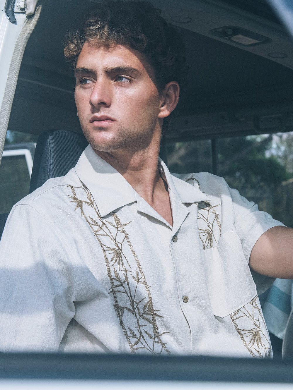Hurley Discount | Sano Camp Embroidered Short Sleeve - Bone