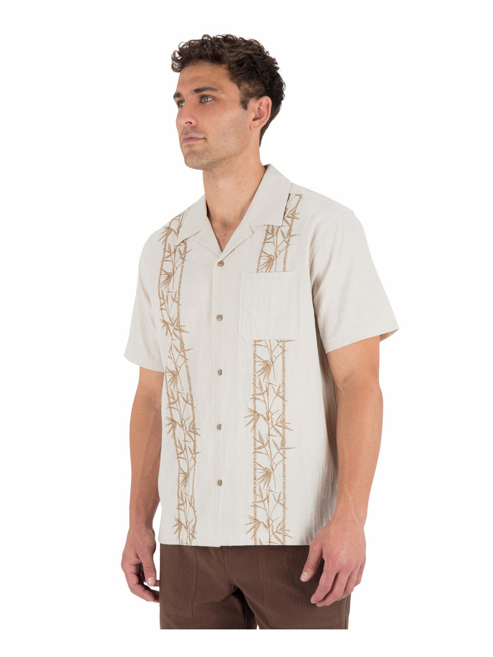 Hurley Discount | Sano Camp Embroidered Short Sleeve - Bone