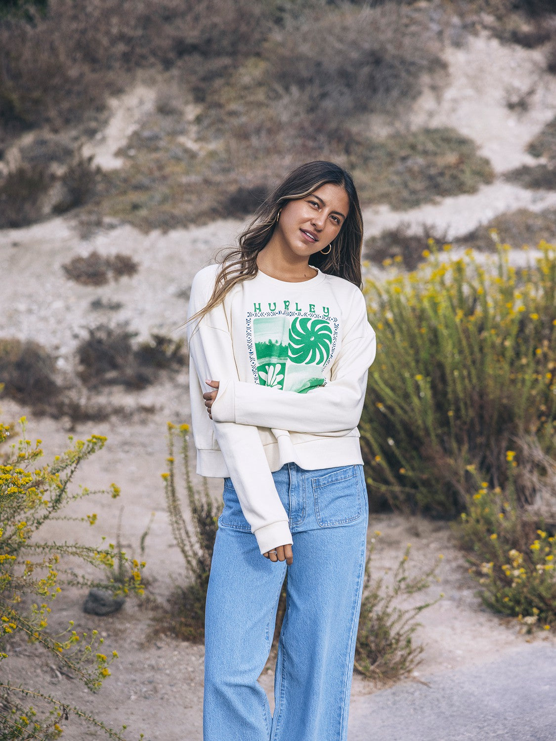 Hurley On Sale | Cycles Of The Earth Boxy Crew - Off White