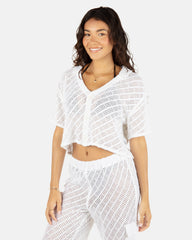 Hurley On Sale | Crochet Camp Shirt - White