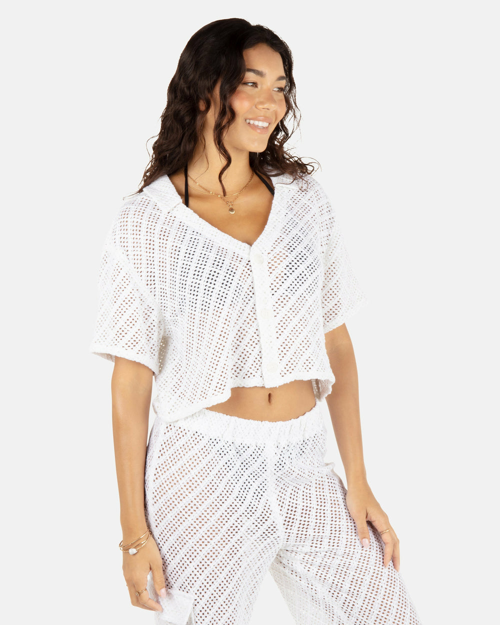 Hurley On Sale | Crochet Camp Shirt - White