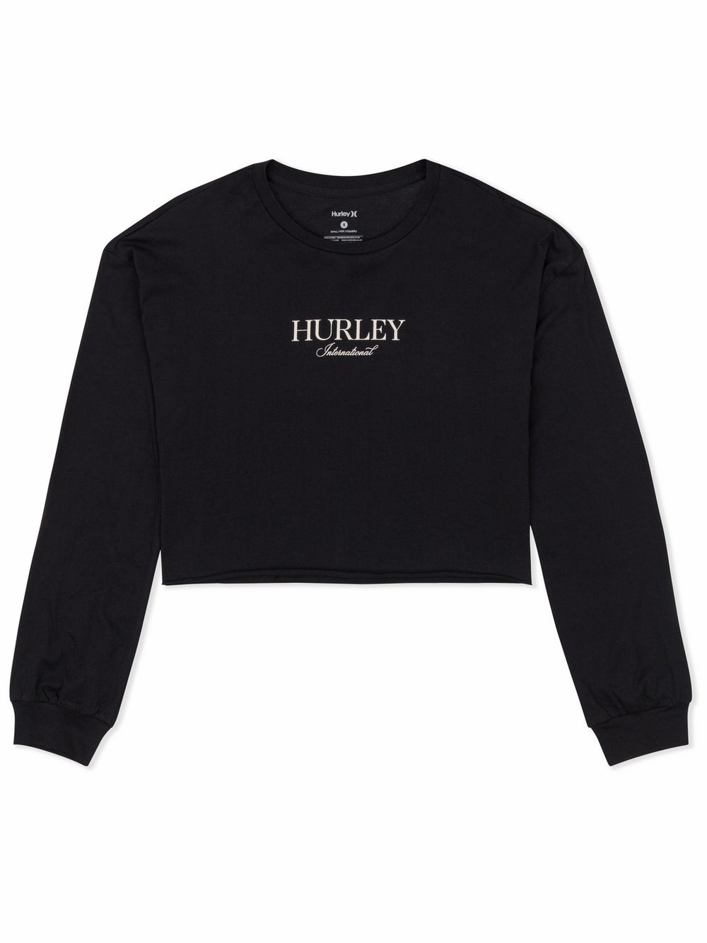 Hurley Discount | Floreal Long Sleeve Crop T-Shirt - BLACK