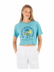 Hurley Discount | Burro Boxy Crop Tee - Maui Blue