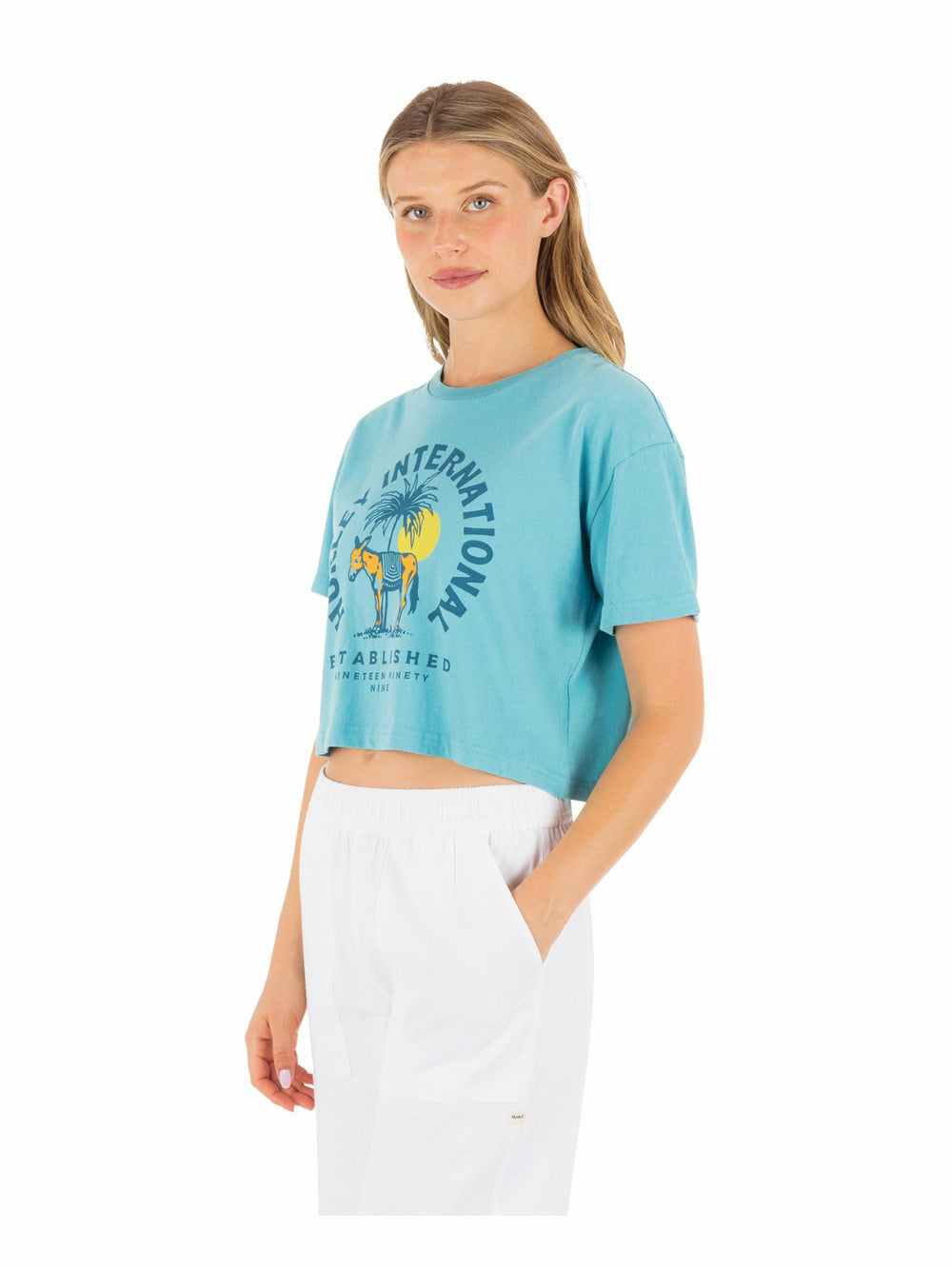 Hurley Discount | Burro Boxy Crop Tee - Maui Blue