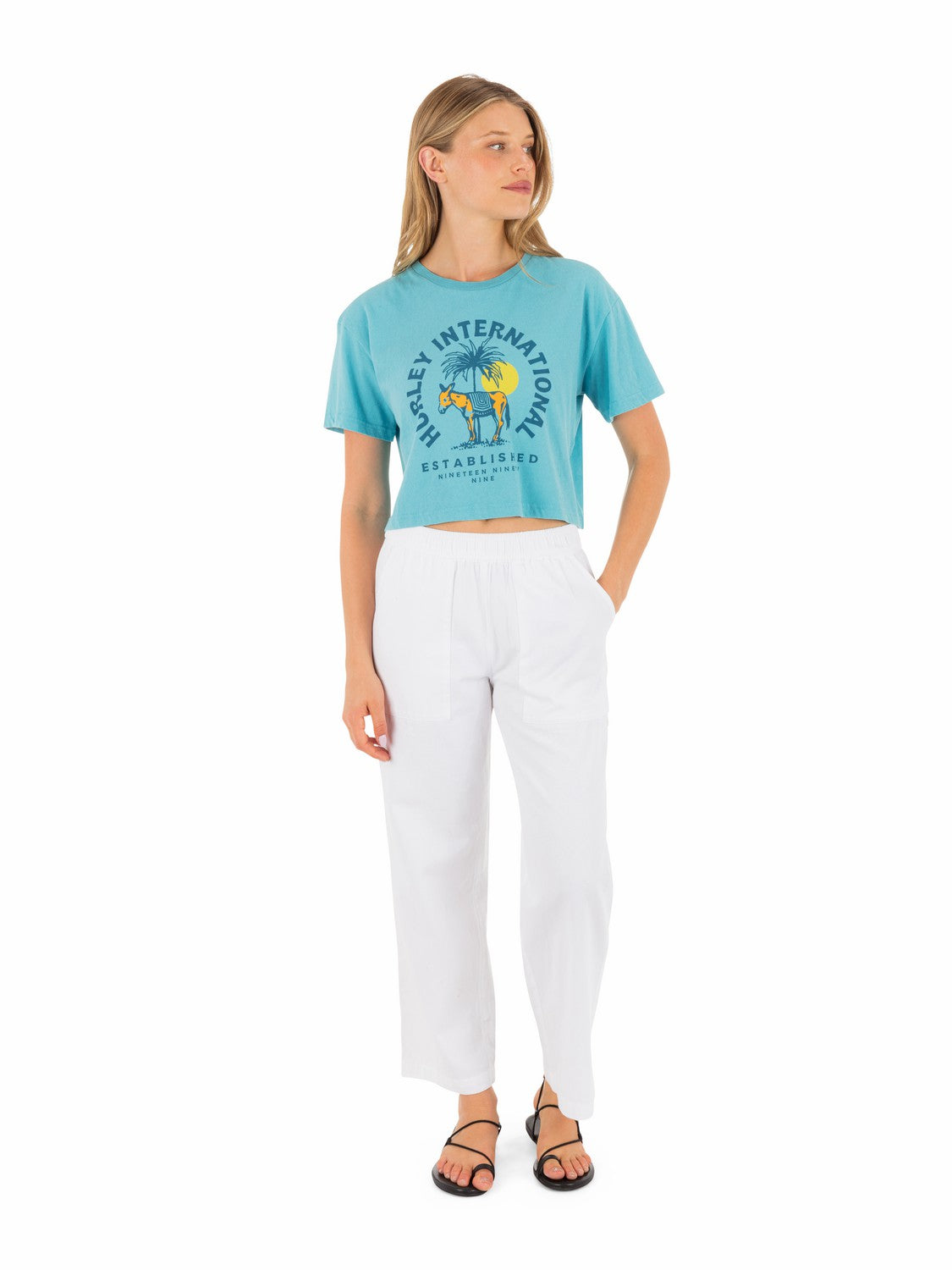 Hurley Discount | Burro Boxy Crop Tee - Maui Blue