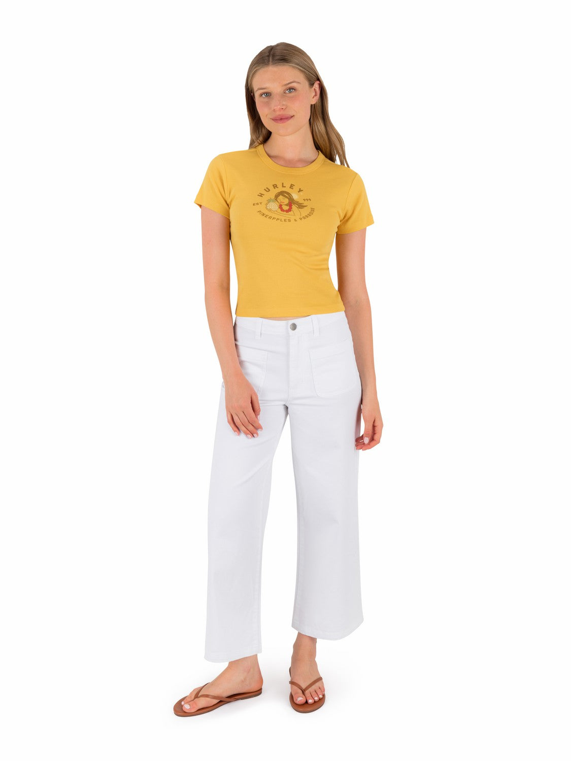 Hurley For Sale | Pineapples And Paradise Baby Tee - SAFFRON