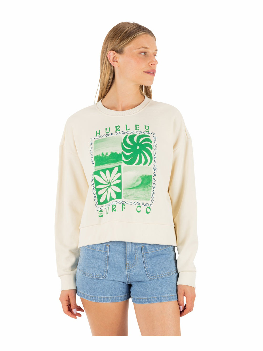 Hurley Discount | Cycles Of The Earth Boxy Crew - Off White