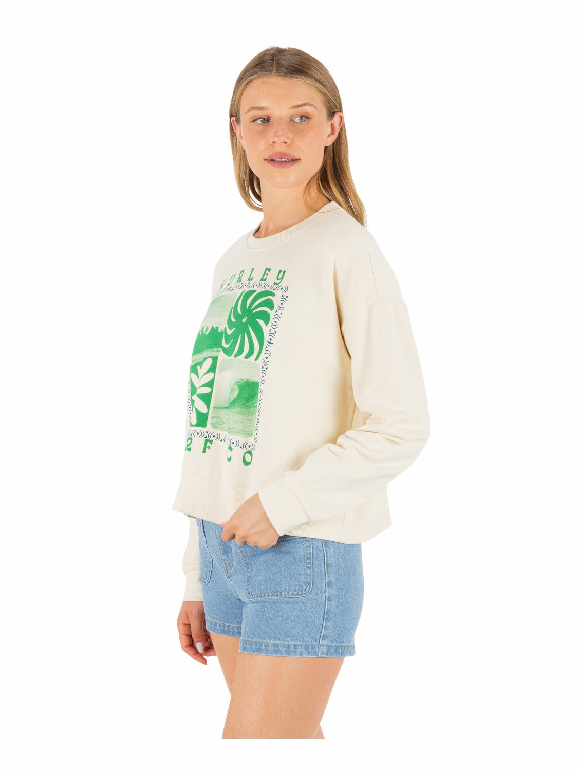 Hurley Discount | Cycles Of The Earth Boxy Crew - Off White