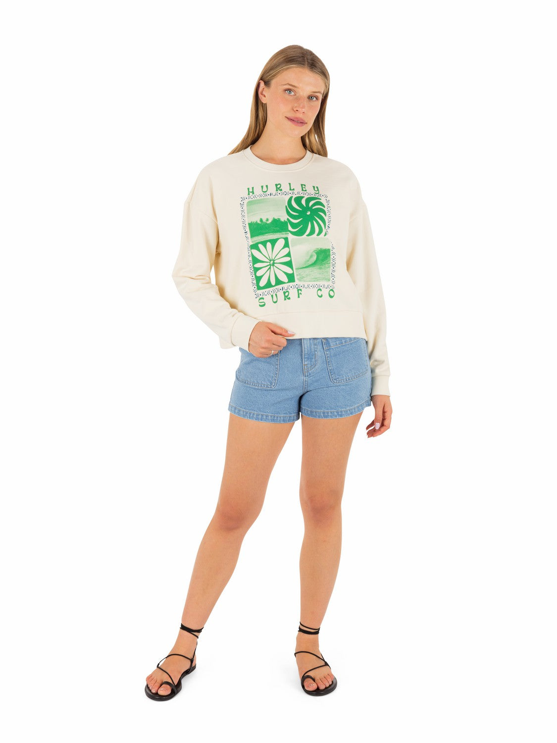 Hurley Discount | Cycles Of The Earth Boxy Crew - Off White