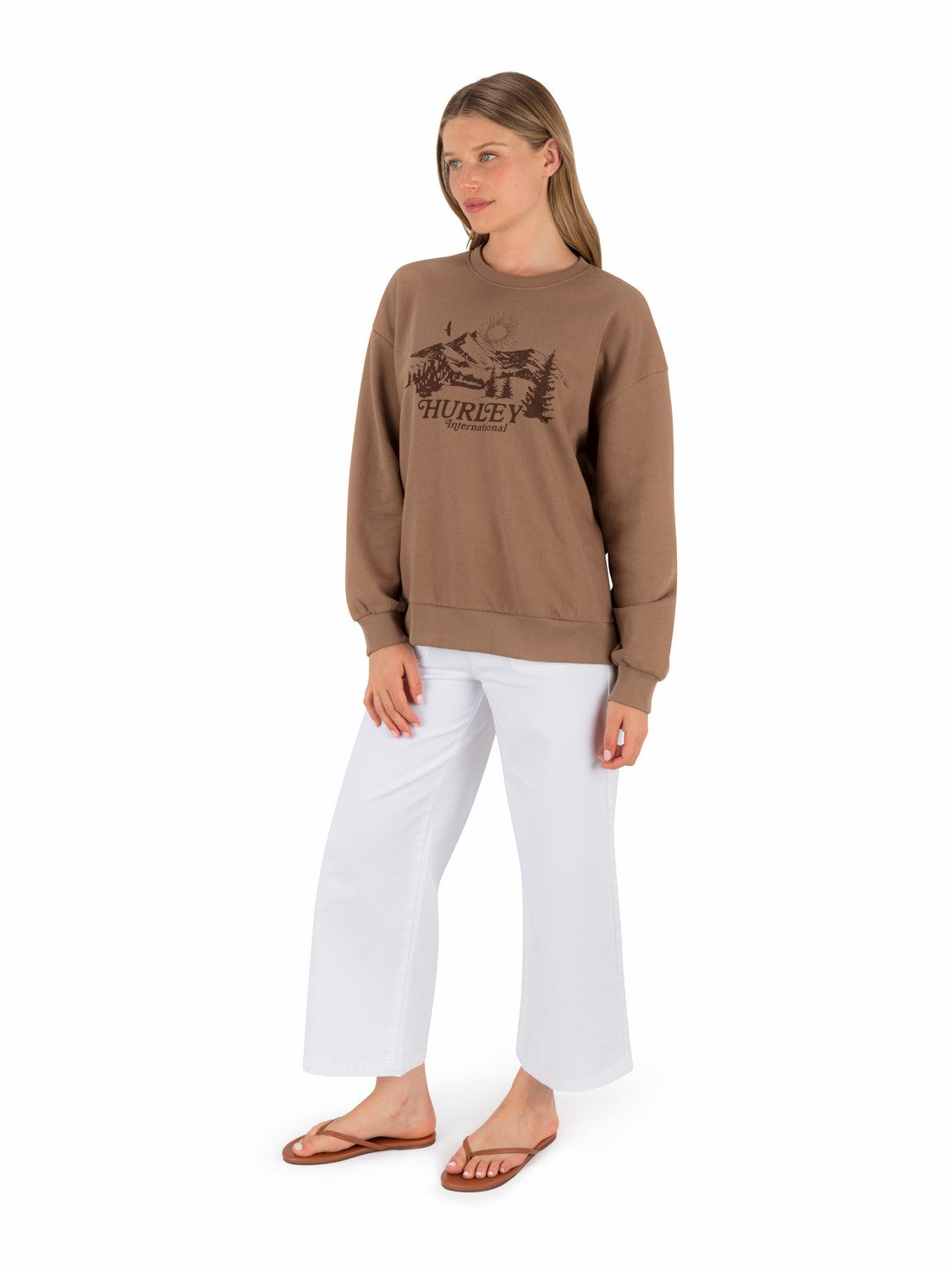 Hurley On Sale | Escapism Oversize Crew - COCOA CREAM