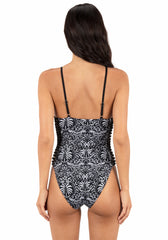 Hurley Discount | Ikat Palm Moderate One Piece - Black / Coconut