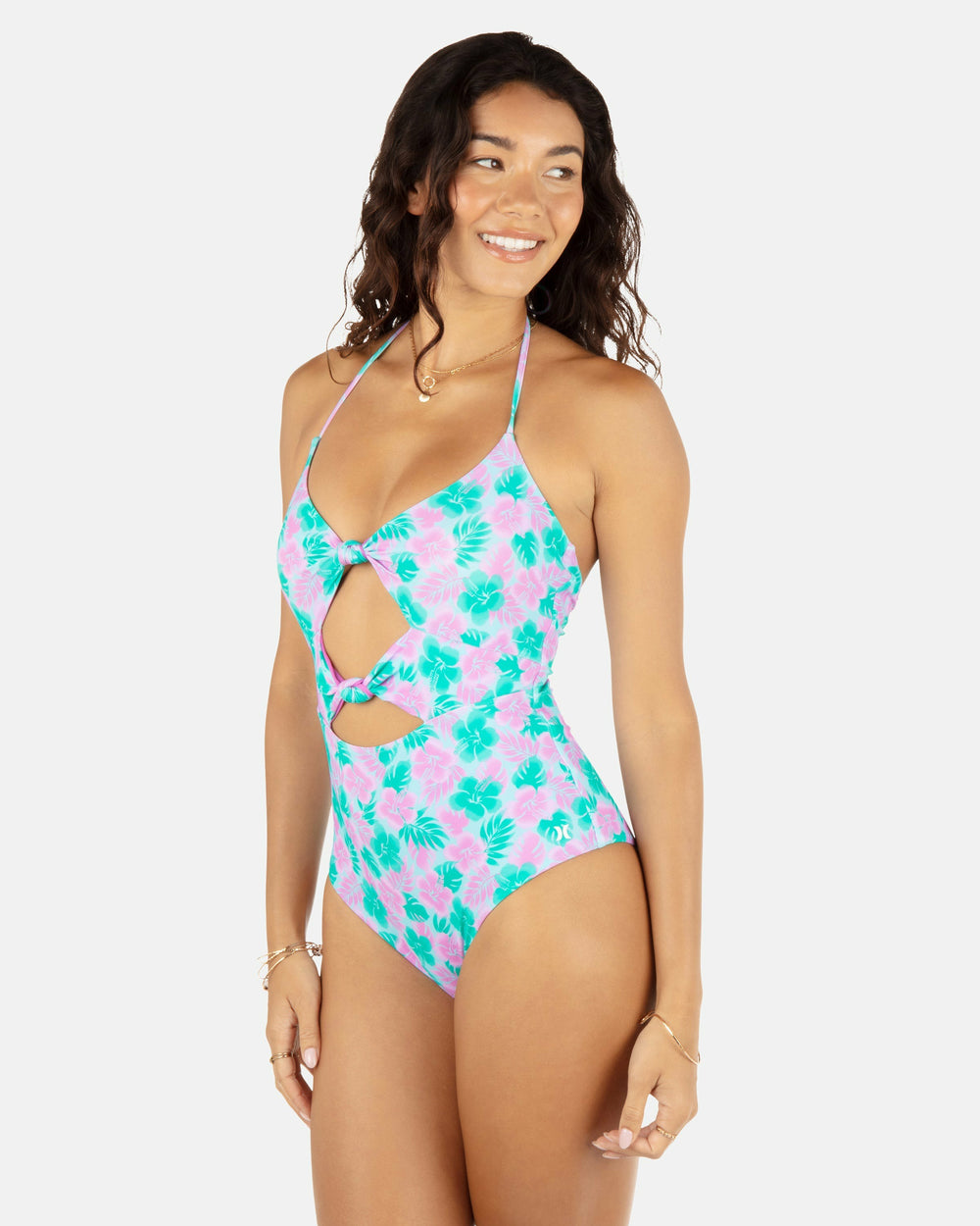 Hurley Onsale | Lani Floral Cheeky Knot One Piece - Teal