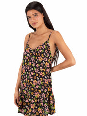 Hurley | Hibiscus Dream V Neck Mini Dress - Black Floral