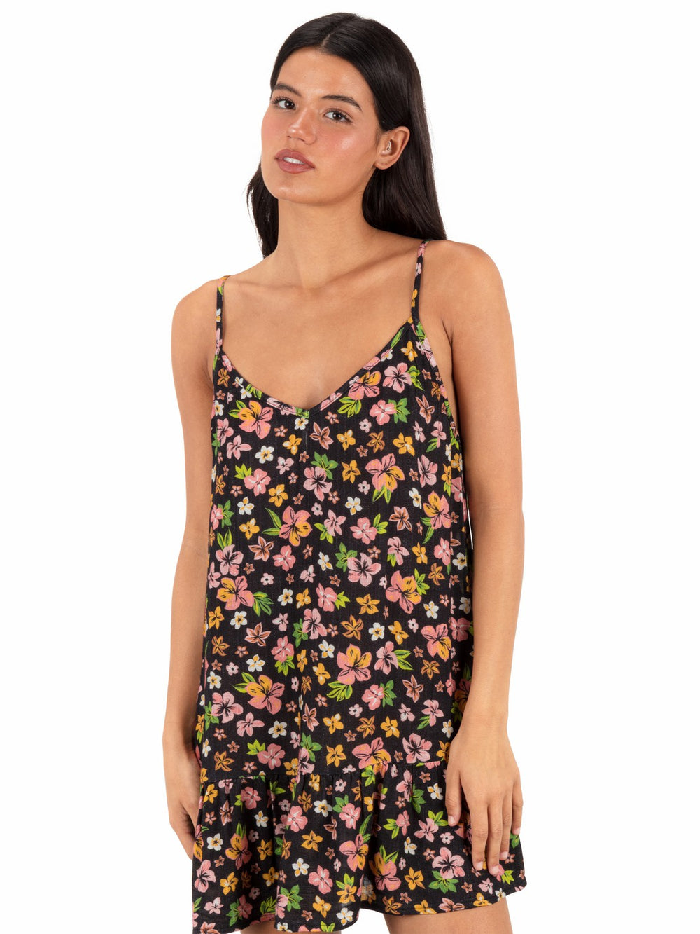 Hurley | Hibiscus Dream V Neck Mini Dress - Black Floral