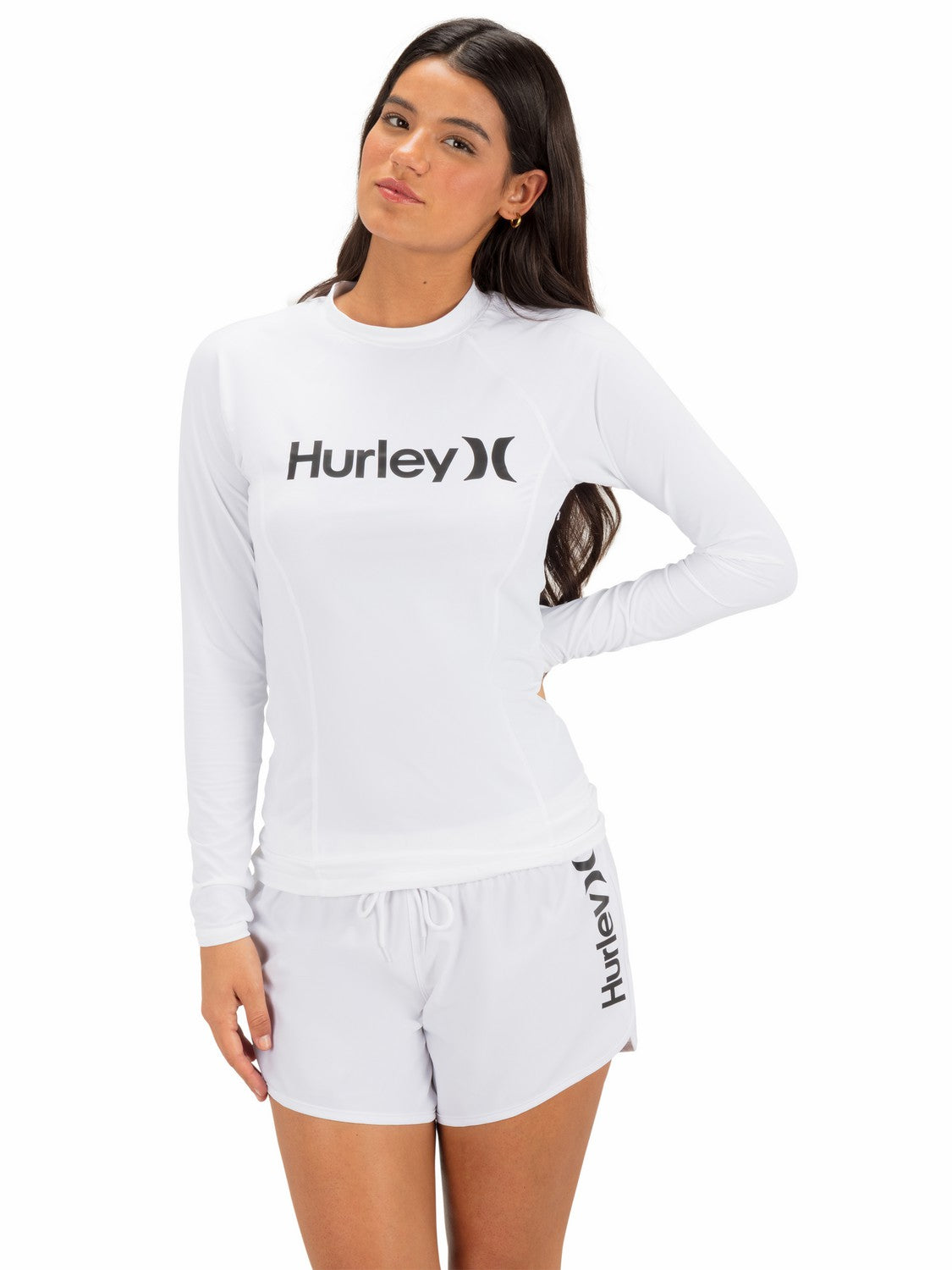 Hurley | One & Only Solid Mock Neck Long Sleeve Rashguard - White