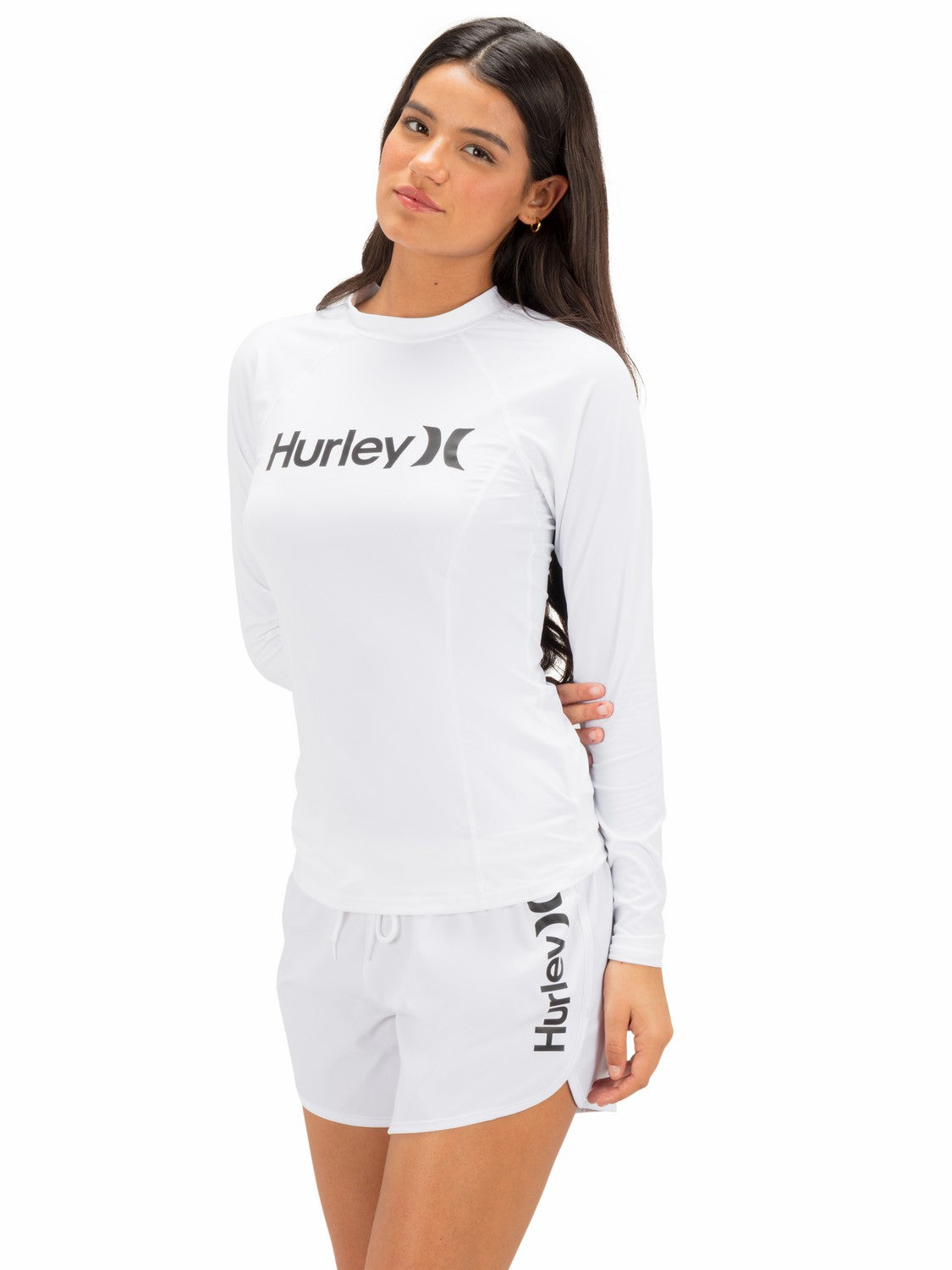Hurley | One & Only Solid Mock Neck Long Sleeve Rashguard - White