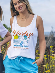 Hurley For Sale | Palm Tree Auto Scoop Hem Tank - White
