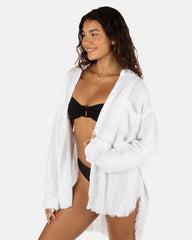 Hurley Discount | Solid Stripe Gauze Long Sleeve Button Front Shirt - White
