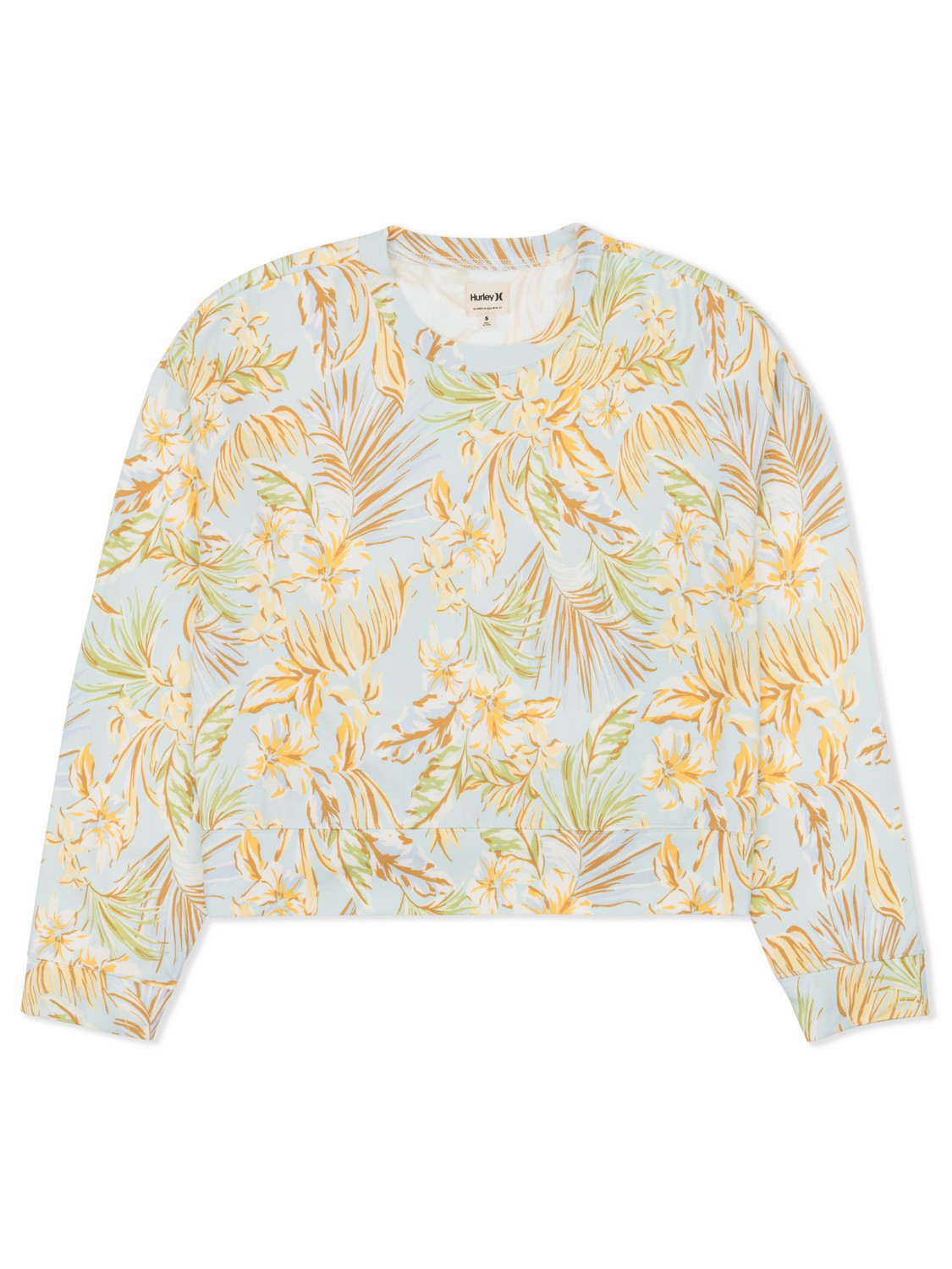 Hurley Discount | Fall Palms Boxy Crew - STARLIGHT BLUE