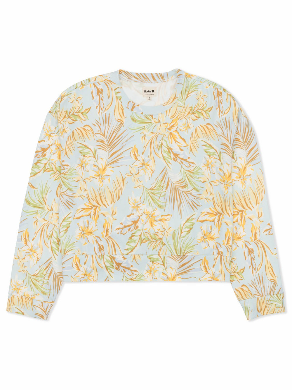 Hurley Discount | Fall Palms Boxy Crew - STARLIGHT BLUE
