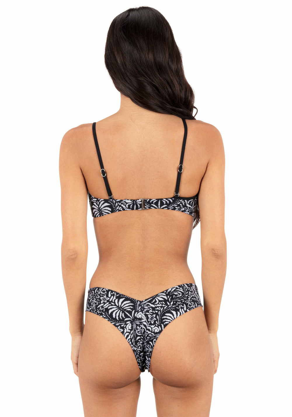 Hurley On Sale | Ikat Palm Skimpy V Front Bottom - Black / Coconut
