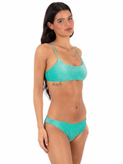 Hurley Discount | Shine Stripe Scoop Front Bralette - Surf Blue