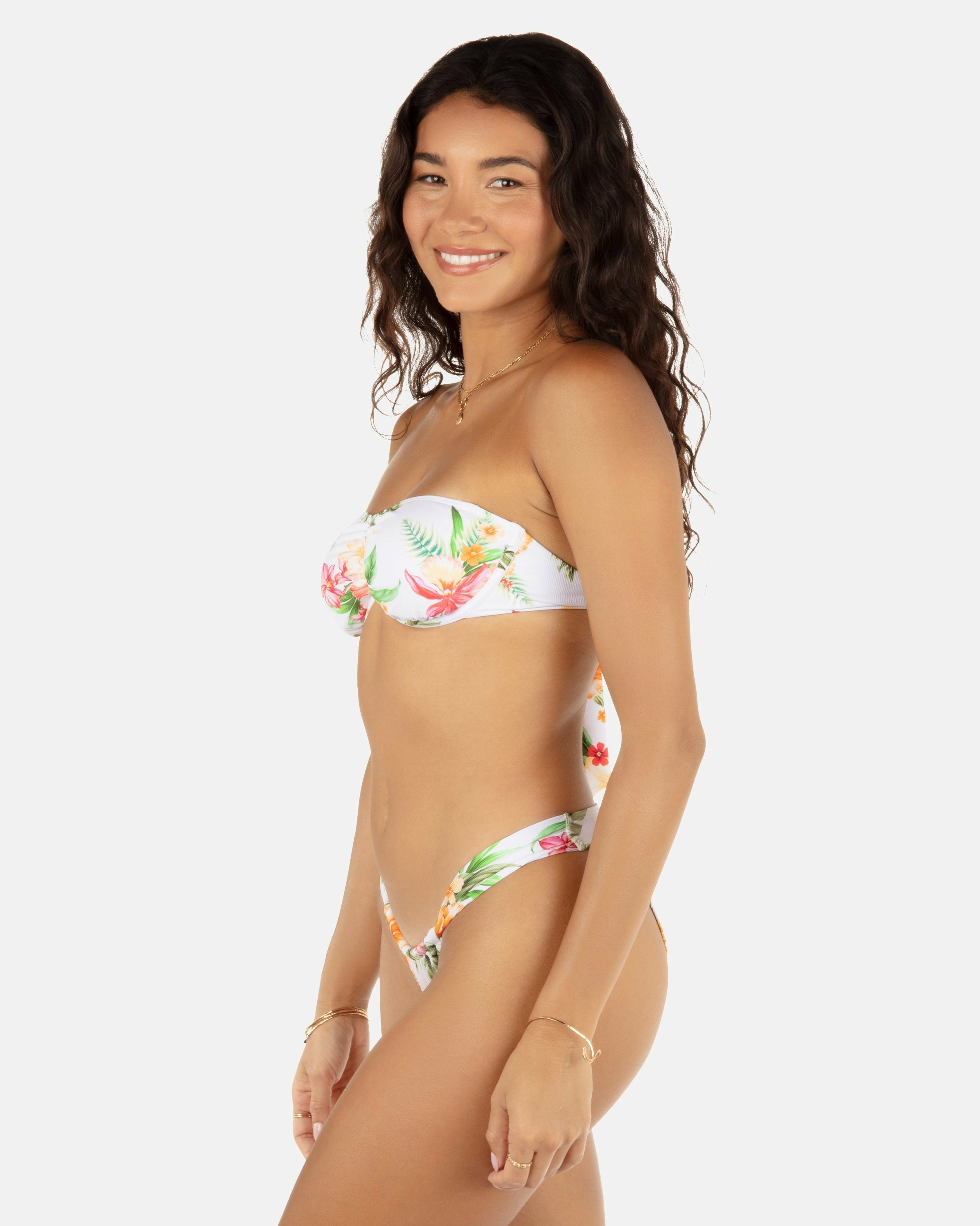 Hurley | Malia Front Slide Cheeky Bikini Bottom - White