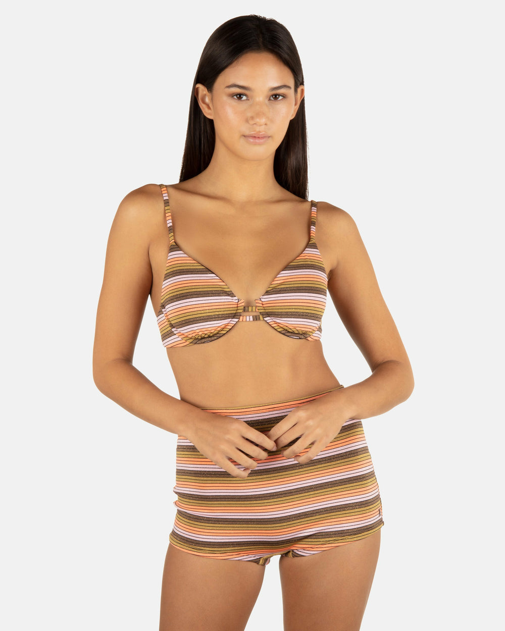 Hurley Onsale | Sunset Shine Stripe Tab Underwire Bra - Sunrise Pink