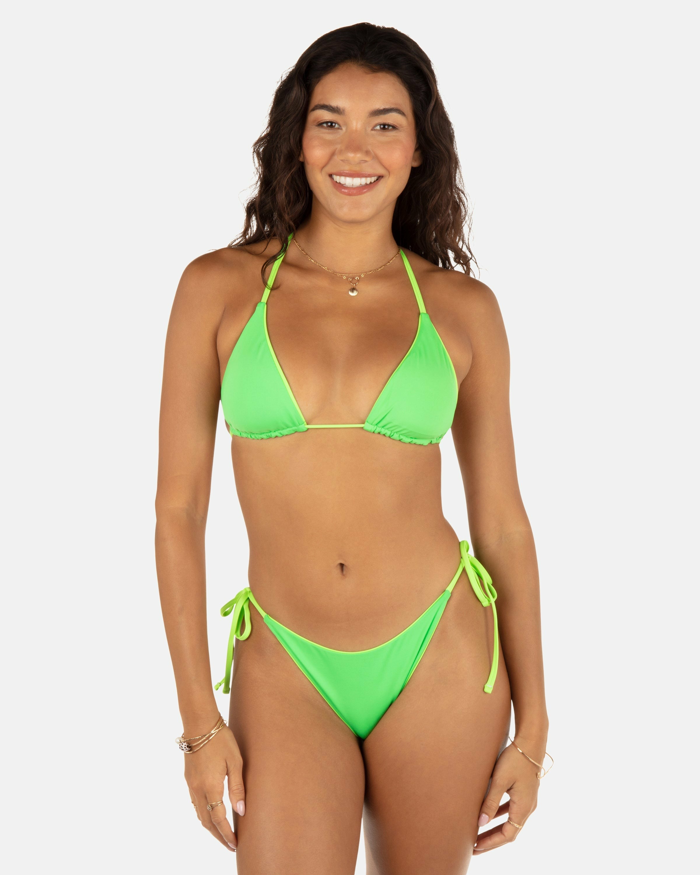 Hurley Discount | Solid Reversible Cheeky Tie Side Bottom - Key Lime/Grass Green