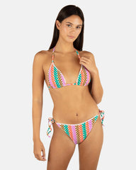 Hurley Discount | Printed Stripe Crochet Scrunch Cheeky Tie Side Bottom - Orchid