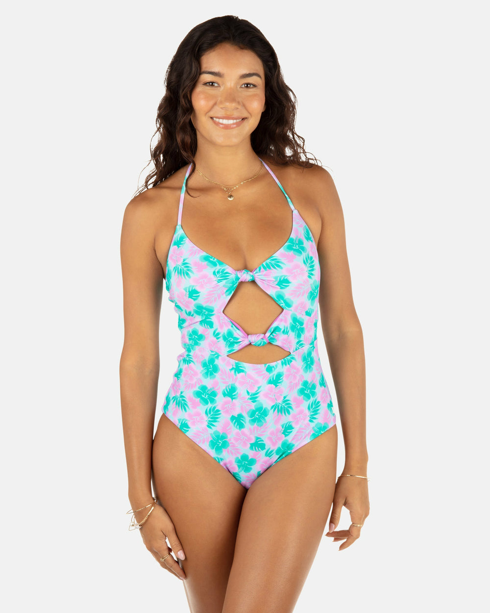 Hurley Onsale | Lani Floral Cheeky Knot One Piece - Teal