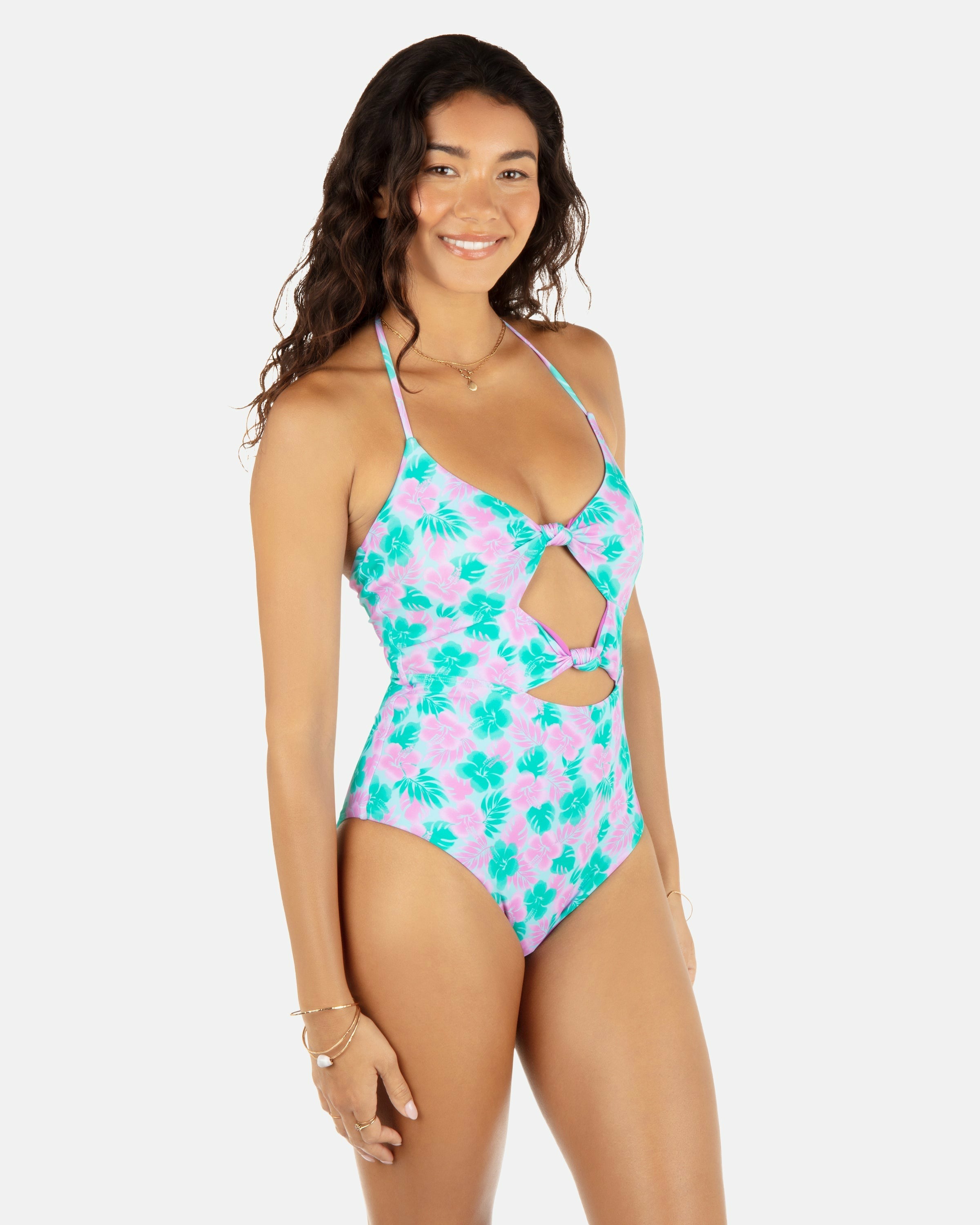 Hurley Onsale | Lani Floral Cheeky Knot One Piece - Teal