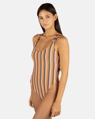 Hurley | Sunset Shine Stripe Moderate Crossback One Piece - Sunrise Pink