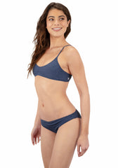 Hurley | New Wave Jacquard Moderate Bikini Bottom - Washed Indigo