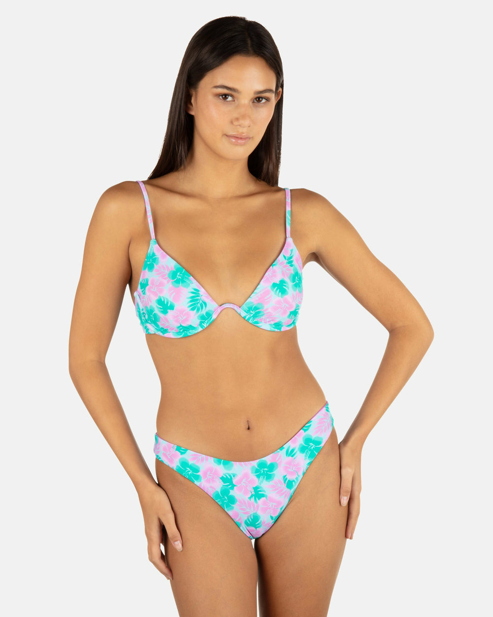 Hurley On Sale | Lani Floral Cheeky Scoop Reversible Bottom - Teal
